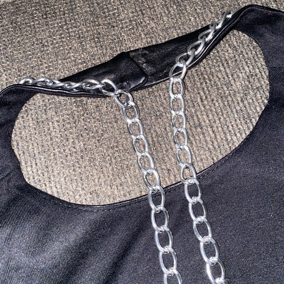 Halter maxi dress with leather top and chains with see through bottom and lining - Picture 8 of 10